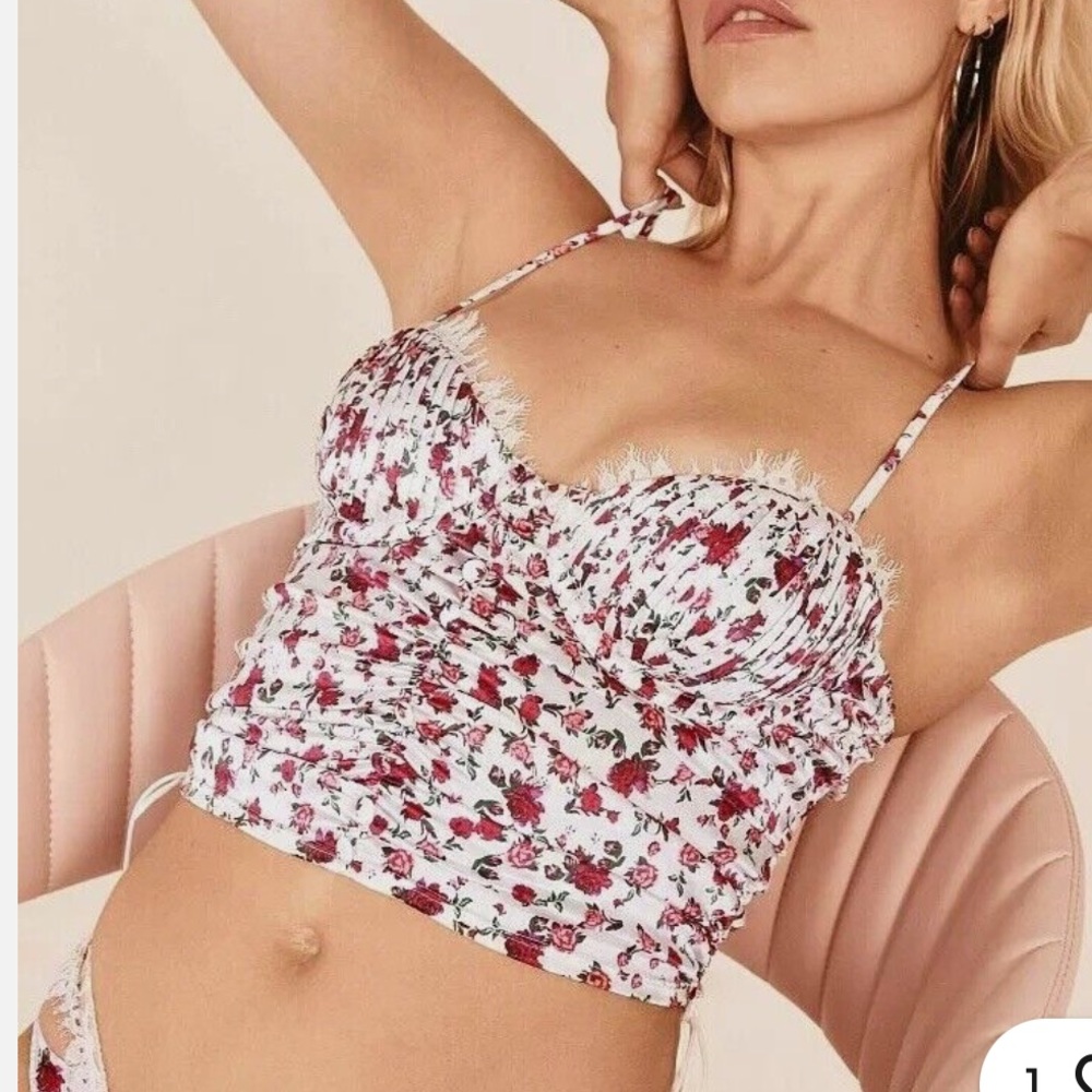 For Love & Lemons Melrose Bustier Bra x Victoria’s Secret white floral Small